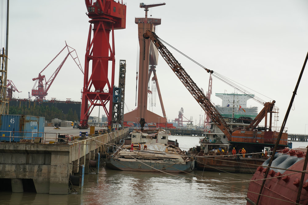 2022年9月江南船厂沉船及钢板打捞